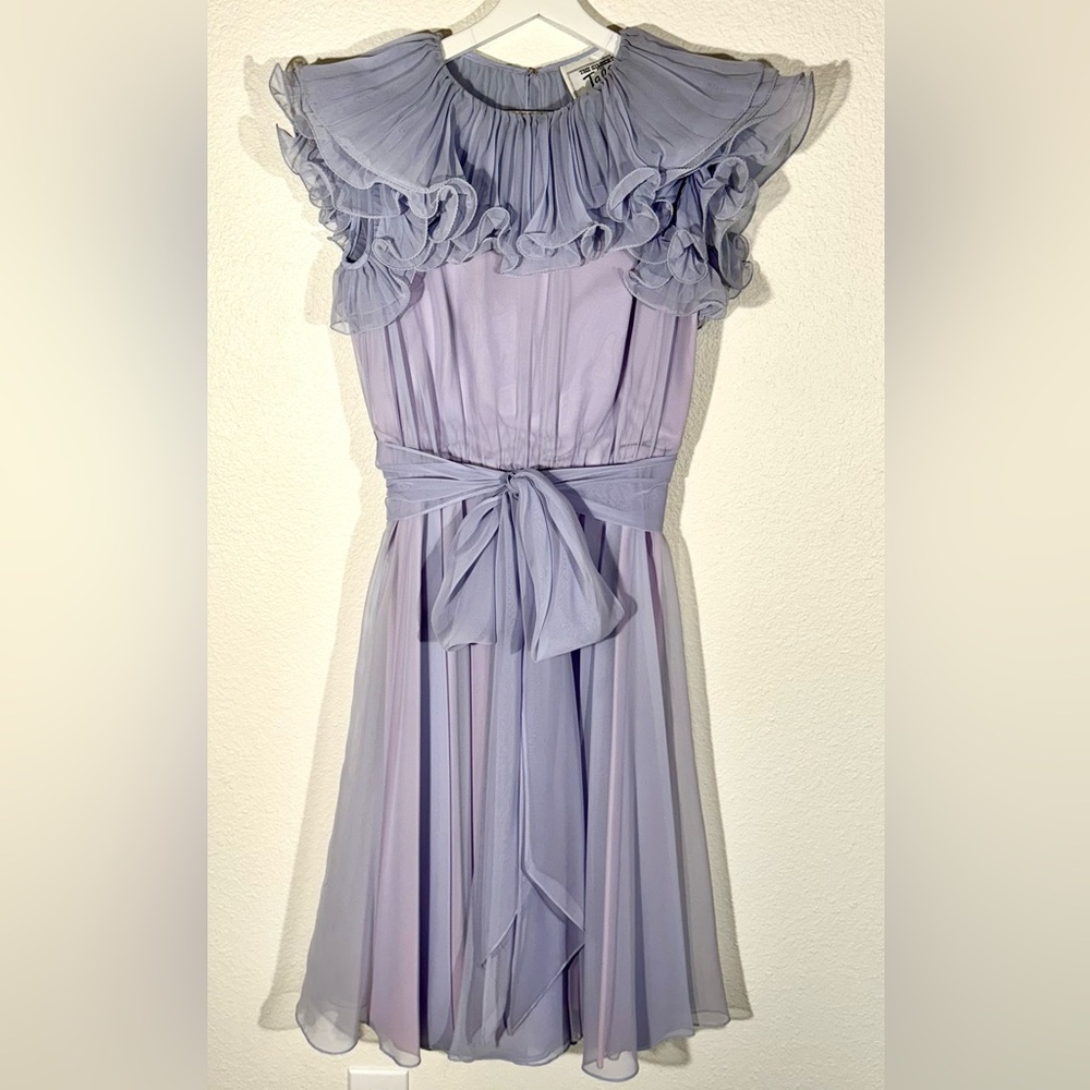 Vintage 60s-70s Women’s Party Dress in Lavender with Ruffles and Sash